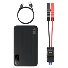 Пускозарядний пристрій Бустер Baseus Super Energy Pro+ Car Jamp Starter 3in1 12V 16000mAh 1600A з функцією Павербанка 65W 5V/3A та LED ліхтарика Чорний