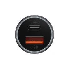 Автомобільний зарядний пристрій Baseus Golden Contactor Max Dual Fast Charger Car Charger 60W USB+Type-C Сірий