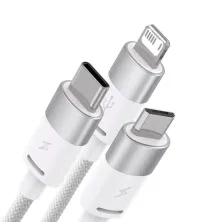 Кабель Baseus StarSpeed 3-in-1 Fast Charging Data Cable USB to Lightning+Type-C+MicroUSB 3.5А 1.2m Білий