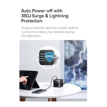 Мережевий зарядний пристрій Baseus PowerCombo Cube PowerStrip 30W 3AC+2USB+2Type-C 3A Чорний