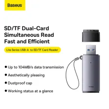 Кардридер Baseus Lite Card Card Reader USB, SD/TF Cards Серый