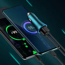 Автомобильное зарядное устройство Baseus Golden Contactor Max Dual Fast Charger Car Charger 60W 2USB Голубой