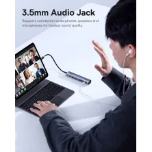 USB-хаб Baseus 7in1 UltraJoy AIR 7-Port Type-C HUB Adapter Type-C to USB3.0*2, Type-C(PD)*1, 4KHDMI, AUX, SD/TF 3.0 Серый