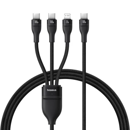 Кабель Baseus Flash Series 3 3-in-1 Fast Charging Data Cable  Type-C to Lightning+Type-C+Type-C 100W 1.5m Чорний
