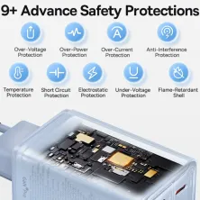 Мережевий зарядний пристрій Baseus GaN6 Pro 65W 2USB+2Type-C + кабель Baseus Type-C to Type-C 100W 20V/5A 1м Блакитний