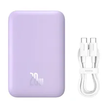 УМБ Baseus Magnetic Wireless 2in1 6000mAh 20W 2.4A QC3.0+PD3.0 з Бездротовою зарядкою Qi 15W Фіолетовий