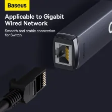 USB Перехідник Baseus Lite Series Ethernet 1000 Mbps Type-C to RJ45 Сірий