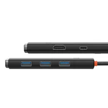 USB-хаб Baseus 5in1 Lite Series 5-Port Type-C HUB Adapter Type-C to USB3.0*3, Type-C(PD)*1, 4KHDMI Чорний