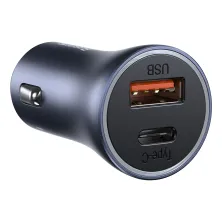 Автомобильное зарядное устройство Baseus Golden Contactor Pro Dual Quick Charger Car Charger 40W USB+Type-C + Кабель Type-C to Lightning 1м Серый