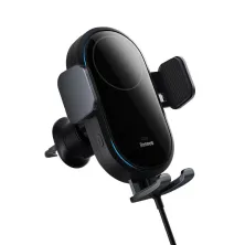 Беспроводное автомобильное зарядное устройство Baseus LightChaser Wireless Charging Electric Car Mount с технологией Qi 15W Черный