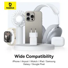 Мережевий зарядний пристрій Baseus Palm Fast Charger QC3.0+PD3.0 30W USB+Type-C 3A + Кабель Type-C to Type-C 60W 20V/3A 1м Білий