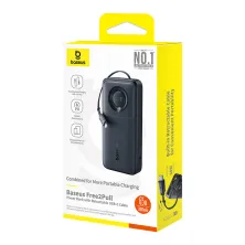 УМБ Baseus Free2Pull with Retractable Cable 20000mAh 65W с технологией QC3.0+PD3.0 и Type-C кабелем 60W Черный