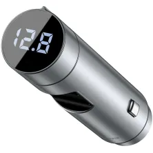 FM-трансмиттер Baseus Energy Column 2в1 MP3 Car QC3.0 18W Charger Bluetooth 5.0 2USB 3A Серебристый