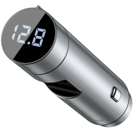 FM-трансмиттер Baseus Energy Column 2в1 MP3 Car QC3.0 18W Charger Bluetooth 5.0 2USB 3A Серебристый