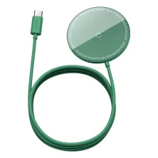 Бездротовий зарядний пристрій Baseus Simple Mini Magnetic з функцією MagSafe і Qi 15W Зелений