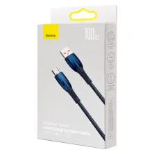 Кабель Baseus Glimmer Series Fast Charging Data Cable USB to Type-C 100W 20V 5A 1m Синий