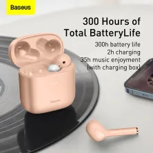 Беспроводные Bluetooth наушники Baseus Encok TWS W06 с функцией беспроводной зарядки Qi Розовый