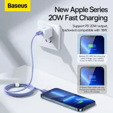 Кабель Baseus Crystal Shine Series Fast Charging Data Cable Type-C to Lightning PD 20W 1.2m Фіолетовий