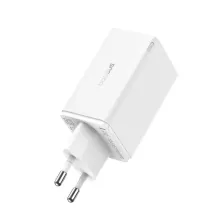 Мережевий зарядний пристрій Baseus GaN6 Pro 65W 2USB+2Type-C + кабель Baseus Type-C to Type-C 100W 20V/5A 1м Білий