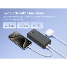 УМБ Baseus Airpow Fast Charge 20000mAh 20W 3A с технологией QC3.0+PD3.0 USB+Type-C + Кабель USB to Type-C Черный