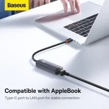 USB Перехідник Baseus Lite Series Ethernet 1000 Mbps Type-C to RJ45 Сірий