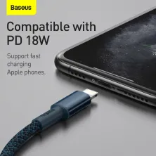 Кабель Baseus High Density Braided Fast Charging Data Cable Type-C to Lightning PD 20W 1m Синий
