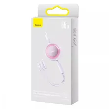 Кабель Baseus Bright Mirror 2 Series Retractable 3-in-1 Fast Charging Data Cable USB to Lightning+Type-C+MicroUSB 66W 1.1m Фиолетовый
