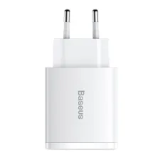 Сетевое зарядное устройство Baseus Compact Quick Charger QC3.0+PD3.0 30W 2USB+Type-C 3A Белый