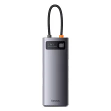 USB-хаб Baseus 7in1 Metal Gleam 7-Port Type-C HUB Adapter Type-C to USB3.0*3, Type-C(PD)*1, 4KHDMI*2, RJ45 Сірий