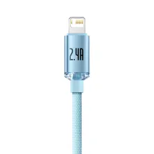 Кабель Baseus Crystal Shine Series USB to Lightning 2.4A 2m Блакитний