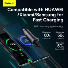 Автомобільний зарядний пристрій Baseus Golden Contactor Max Dual Fast Charger Car Charger 60W USB+Type-C Сірий