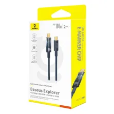 Кабель Baseus Explorer Series Auto Power-Off Fast Charging Data Cable Type-C to Type-C 100W 20V 5A 2m Синій