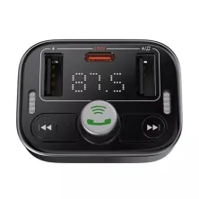 FM-трансмиттер Baseus S-09 Pro T-Typed FM Launcher MP3 Car Charger 2USB+Type-C 3.4A Черный