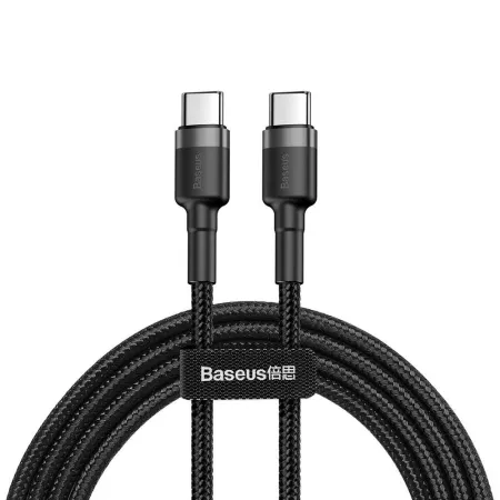 Кабель Baseus Cafule Flash Charging Data Line Cable Type-C to Type-C PD 2.0 QC 3.0 60W 20V 3A 1m Чорний