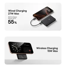 УМБ Baseus EnerFill FT11 Qi Magnetic 10000mAh 27W с зарядкой для Apple Watch и функцией MagSafe и Qi 15W Черный