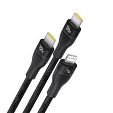 Кабель Baseus Flash Series 3 3-in-1 Fast Charging Data Cable  Type-C to Lightning+Type-C+Type-C 100W 1.5m Чорний