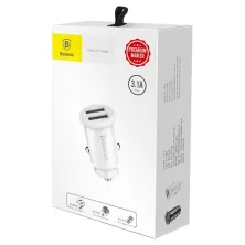 Автомобільний зарядний пристрій Baseus Grain 2USB 3.1A Білий