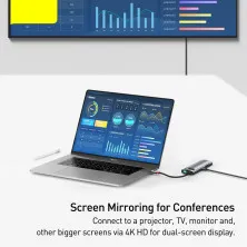 USB-хаб Baseus 7in1 Metal Gleam 7-Port Type-C HUB Adapter Type-C to USB3.0*2, Type-C(PD)*1, Type-C*1, 4KHDMI, TF, SD Сірий