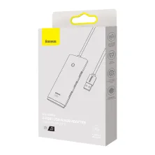 USB-хаб Baseus 4in1 Lite Series 4-Port Type-A HUB Adapter Type-A to USB3.0*4 кабель 0.25м Черный