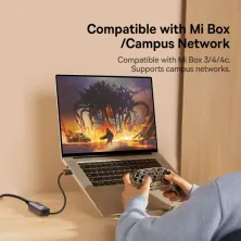 USB Переходник Baseus Lite Series Ethernet 100 Mbps Type-A to RJ45 Сірий