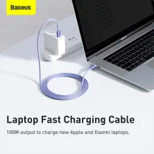 Кабель Baseus Crystal Shine Series Fast Charging Data Cable Type-C to Type-C 100W 20V 5A 2m Фіолетовий