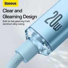 Кабель Baseus Crystal Shine Series Fast Charging Data Cable Type-C to Lightning PD 20W 2m Блакитний