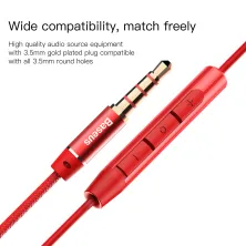 Наушники Baseus Encok H06 lateral in-ear Wire Earphone Червоний