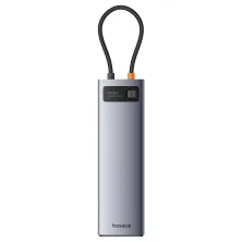 USB-хаб Baseus 11in1 Metal Gleam 11-Port Type-C HUB Adapter Type-C to USB3.0*3, USB2.0*1,Type-C(PD)*1, 4KHDMI*1, VGA, RJ45, TF, SD Сірий