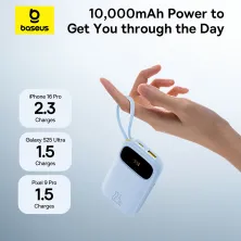 УМБ Baseus EnerFill FC31 Qpow3 Dual-Cable 20000mAh 22.5W с технологией QC3.0+PD3.0 и iP 20W+Type-C 22.5W кабелем Голубой