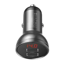 Автомобільний зарядний пристрій Baseus Digital Display 24W 2USB 4.8A Сірий