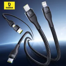 Кабель Baseus Flash Series 3 3-in-2 Fast Charging Data Cable  USB+Type-C to Lightning+Type-C+Type-C 100W 1.5m Чорний