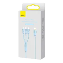 Кабель Baseus StarSpeed 3-in-1 Fast Charging Data Cable USB to Lightning+Type-C+MicroUSB 3.5А 1.2m Блакитний