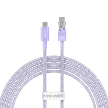 Кабель Baseus Explorer Series with Smart Temperature Control Fast Charging Data Cable Type-C to Type-C 100W 20V 5A 2m Фіолетовий
