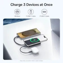 УМБ Baseus EnerFill FM11 Qi Magnetic 10000mAh 30W с функцией MagSafe и Qi 15W и встроенным кабелем Type-C 30W Черный